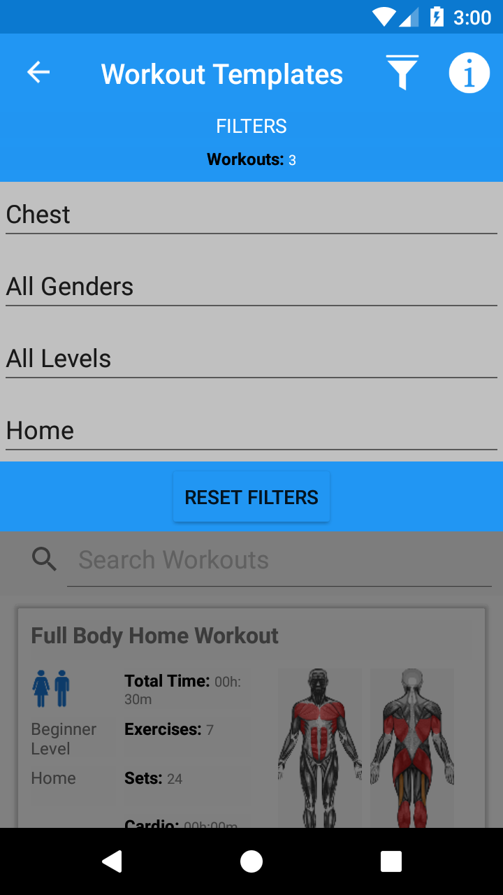 workout filters